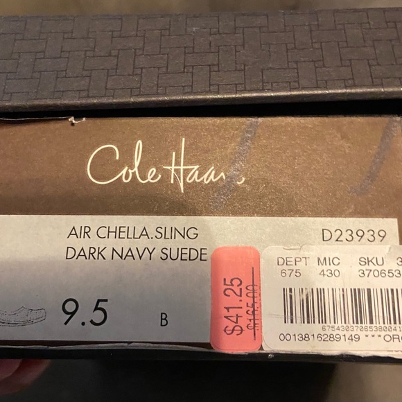 Elegant Dark Navy and White Cole Haan Air Air Chela Women's Slingback Shoes - Picture 5 of 5